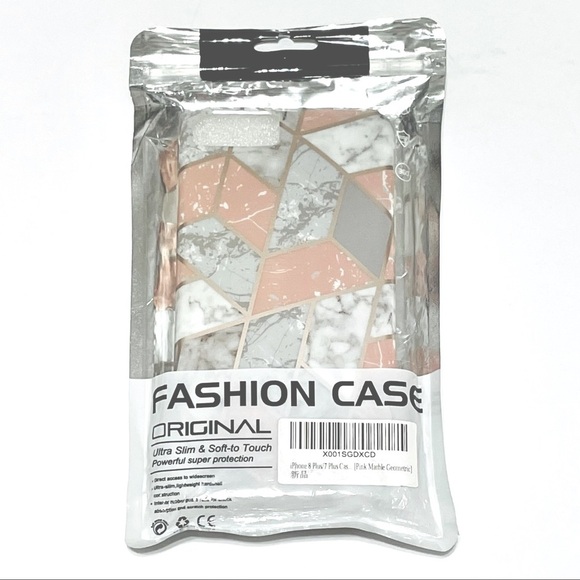 iPhone X, iPhone 8 Plus/7 Plus pink and gray marble geometric phone case NWT - Picture 4 of 7
